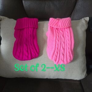 Set of 2 XS Pink and Hot Pink Dog Sweaters